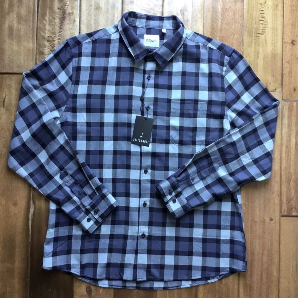 Stitch Note Long Sleeve Button Up